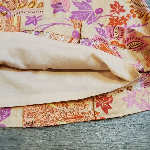 Vintage Y2K Express Sequin Pleated Skirt 8 Pink Paisley Floral Boho Fairy Fem - Picture 6 of 11